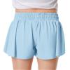 Girls Flowy Shorts Butterfly Shorts for Kids with Pocket 2-in-1 Athletic Shorts Running Shorts for Girls Youth Teen Active Workout Sports (Light Blue# Girls, Small) view 2