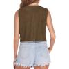Women Western Fringe Vest Tops Tassels 70s Hippie Costume Cowgirl Cowboy Shirts Suede Sleeveless Jacket Rodeo Outfits Green view 4