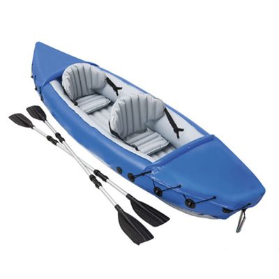 PVC Inflatable Kayak with Hand Pump and Paddle, Heavy Duty Fishing Boat for 2 Persons, 322X88cm, Ideal for White Water Rafting and Boating Adventures
