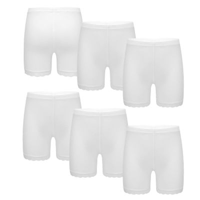 TiaoBug Kids Girls 6 Packs Lace Dance Shorts Bike Shorts Safety Under Dress Yoga Gymnastics Undershorts Activewear White 13-14 Years