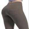 BUBBLELIME 29"/31"/33"/35"/37" Women's Straight Legs Yoga Pants Tummy Control - Straight Leg Back Pockets_OLIVEGRAY XS_29" Inseam view 4