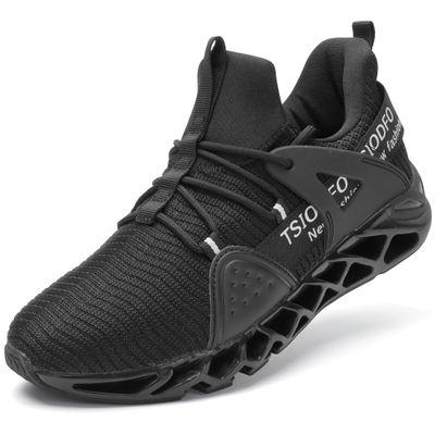 Ezkrwxn Walking Shoes for Women Running Shoes Mesh Breathable Slip on Ladies Gym Workout Athletic Tennis Jogging Sneakers All Black Size 8