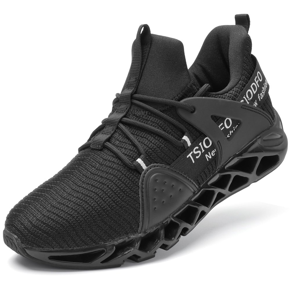 Ezkrwxn Walking Shoes for Women Running Shoes Mesh Breathable Slip on Ladies Gym Workout Athletic Tennis Jogging Sneakers All Black Size 8
