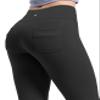 BUBBLELIME 29"/31"/33"/35"/37" Women's Straight Legs Yoga Pants Tummy Control - Straight Leg Back Pockets_Black M_29" Inseam view 4