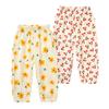 ZFTTZYMX Girls Cotton Linen Harem Pants Little Kids Summer Elastic Waist Floral Bloomer Trousers Jogger Bottoms 2Pack view 1