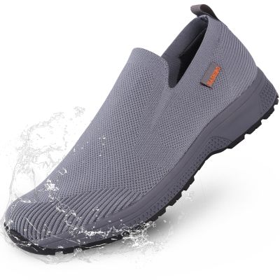 AEHAO Waterproof Shoes for Men Slip on Non Slip Work Shoe Mens Chef Kitchen Restaurant Slip Resistant Food Service Rain Walking Sneakers Lightweight Breathable,Grey 7.5