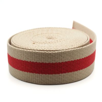 CRAFTMEMORE 1.5 Inches Cotton Webbing Strap, Two Tone Heavy Webbing for Arts and Crafts, Luxury Bag Strap (2 Yards, Red-Tan)