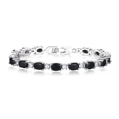 Crysdue Wedding Bridal Stunnig Emerald Oval Cubic Zirconia Classic Tennis Bracelet for Women, Anniversary Birthday Christmas Jewelry Gift for Her