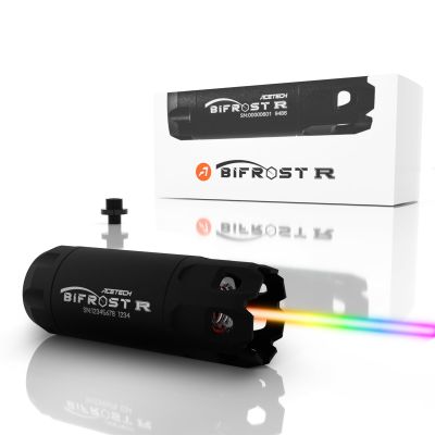 ACETECH Airsoft Pistol/Riffle RGB Tracer Unit Bifrost R 14mm CCW Negative Thread with M14- to M11+ Adaptor Glow in The Dark Green/Red BB LED Rainbow Lighting Effect (Black)