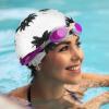 Adult Swim Cap Swimming Hat Floral Petal Retro Style Flower Bathing Cap Summer Swimming Cap Women Retro Swim Hat for Short Hair Black and White Girls Swim Cap view 4