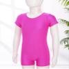 renvena Kids Girls One Piece Short Sleeves Solid Color Leotard Ballet Dance Gymnastic Active Bodysuit Unitard Rose 8-10 view 3