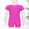 renvena Kids Girls One Piece Short Sleeves Solid Color Leotard Ballet Dance Gymnastic Active Bodysuit Unitard Rose 8-10 view 4