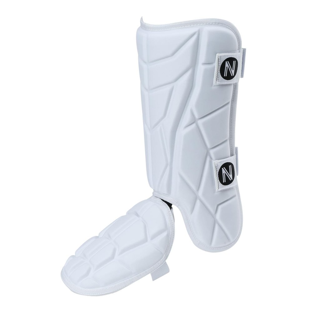 NURIBASE Batter's Leg Guards, Baseball/Softball Leg Guard, Adult and Youth Size - White Youth