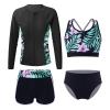 CHICTRY Kids Girls Tropical 3 Pcs Swim Cover Up Sets Zip Up Rashguard Shirts with Bikini Swimsuit 4 Pcs Black A 8 Years view 1