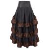 XUNRYAN Women's Gothic Steampunk Skirt Corset High Waist Victorian Tiered Ruffle High-Low Bustle Skirt Halloween Costume Brown view 2