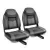 Goplus Low/High Back Boat Seats, Folding Seat with Stainless Steel Screws & Aluminum Hinges, Thickened Sponge Padding, Waterproof Fishing Captain Seats (2 Packs Dark Gray Black), (SU-10522DK-2-PN) view 1