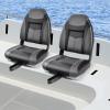Goplus Low/High Back Boat Seats, Folding Seat with Stainless Steel Screws & Aluminum Hinges, Thickened Sponge Padding, Waterproof Fishing Captain Seats (2 Packs Dark Gray Black), (SU-10522DK-2-PN) view 2