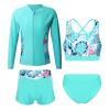 CHICTRY Kids Girls Tropical 3 Pcs Swim Cover Up Sets Zip Up Rashguard Shirts with Bikini Swimsuit 4 Pcs Light Green A 8 Years view 1