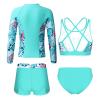 CHICTRY Kids Girls Tropical 3 Pcs Swim Cover Up Sets Zip Up Rashguard Shirts with Bikini Swimsuit 4 Pcs Light Green A 8 Years view 2