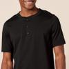 Amazon Essentials Men's Regular-Fit Short-Sleeve Cotton Henley T-Shirt, Pack of 2, Black/White, Small view 3
