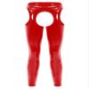 YONGHS Mens Wet Look PVC Leather Open Pouch Back Muscle Tights Pants Leggings Long Trousers Clubwear Red 3X-Large view 1