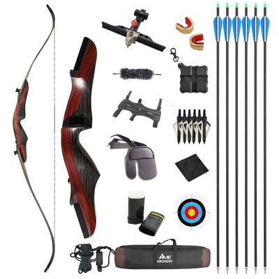 62 Inch Takedown Recurve Bow and Arrow Kit 20-50 Lbs Wood Traditional Longbow American Hunting Bow Right Handed for Outdoor Hunting Shooting (40 Lbs)