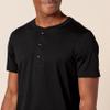 Amazon Essentials Men's Slim-Fit Short-Sleeve Cotton Henley T-Shirt, Pack of 2, Black, X-Large view 3