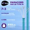 TECEUM Paracord Type III 550 Turquoise  1000 ft  4mm  Tactical Rope MIL-SPEC  Outdoor para Cord Camping Hiking Fishing Gear and Equipment  EDC Parachute Cord  Strong Survival Rope 150gd view 2