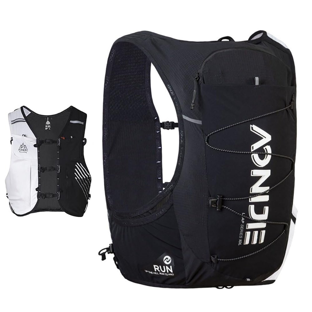 AONIJIE Running Hydration Vest Lightweight & Large Capacity Running Vest for Women Men, Hydration Backpack Fits 6.8" Phones (Large, Blackwhite)