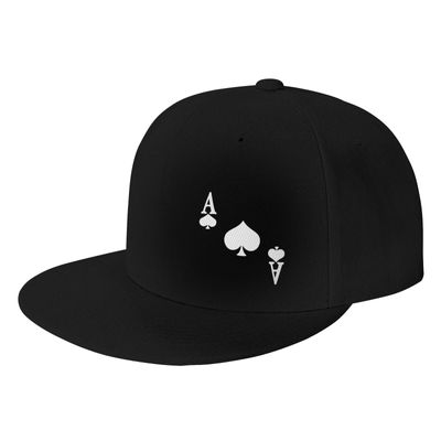 Ace of Spades Poker Flat Brim Cap Unisex Flat Bill Baseball Cap Black