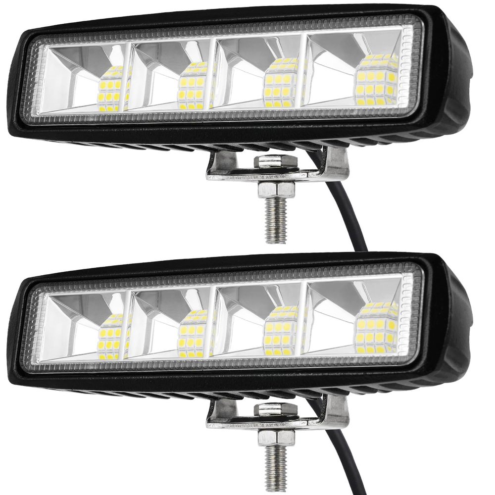 Young Marine 6 inch 72W Waterproof Led Boat Lights Spotlights Deck/Dock Marine Lights 4000LMS 120Flood Light Led Light Bar, 2 PACK, 12/24 V