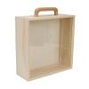 Wooden Box with Handle Jewelry Box Unpainted Wood Case with Sliding Lid Portable Wooden Gift Boxes Keepsake Trinket Box for Storage Wedding, Acrylic Lid Small view 1