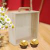 Wooden Box with Handle Jewelry Box Unpainted Wood Case with Sliding Lid Portable Wooden Gift Boxes Keepsake Trinket Box for Storage Wedding, Acrylic Lid Small view 2