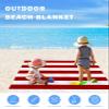 BABE MAPS Beach Blanket Sandproof, Red and White Stripe Waterproof Beach Mat Lightweight Quick Drying Picnic Blanket Beach Essentials for Travel Camping Hiking 118x108in view 3