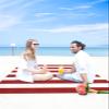 BABE MAPS Beach Blanket Sandproof, Red and White Stripe Waterproof Beach Mat Lightweight Quick Drying Picnic Blanket Beach Essentials for Travel Camping Hiking 118x108in view 4