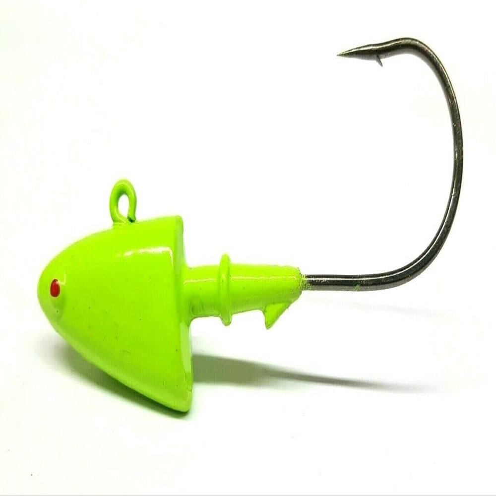 10 "New Shad Jig Head Pompano Fluke Red Fish Lure B/N Ultra Point Hook-Char 1.5oz