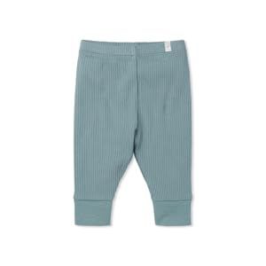 MORI Baby Unisex Premium Leggings in Ribbed Blue - Casual Stretchy Pants with Stylish Cuffs and Elastic Waist - Viscose from Bamboo and Cotton Blend - 6-9 Months