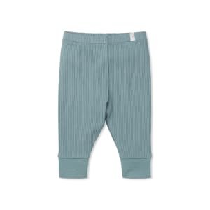 MORI Baby Unisex Premium Leggings in Ribbed Blue - Casual Stretchy Pants with Stylish Cuffs and Elastic Waist - Viscose from Bamboo and Cotton Blend - 6-9 Months