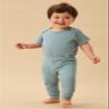 MORI Baby Unisex Premium Leggings in Ribbed Blue - Casual Stretchy Pants with Stylish Cuffs and Elastic Waist - Viscose from Bamboo and Cotton Blend - 6-9 Months view 3