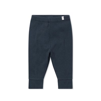 Mori Baby Unisex Premium Leggings in Ribbed Navy - Casual Stretchy Pants with Stylish Cuffs and Elastic Waist - Viscose from Bamboo and Cotton Blend - 12-18 Months