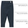 Mori Baby Unisex Premium Leggings in Ribbed Navy - Casual Stretchy Pants with Stylish Cuffs and Elastic Waist - Viscose from Bamboo and Cotton Blend - 12-18 Months view 4