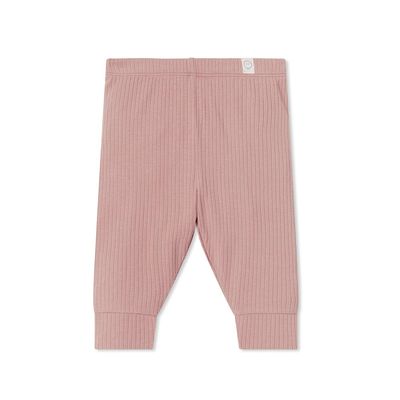 Mori Baby Unisex Premium Leggings in Ribbed Rose - Casual Stretchy Pants with Stylish Cuffs and Elastic Waist - Viscose from Bamboo and Cotton Blend - 0-3 Months