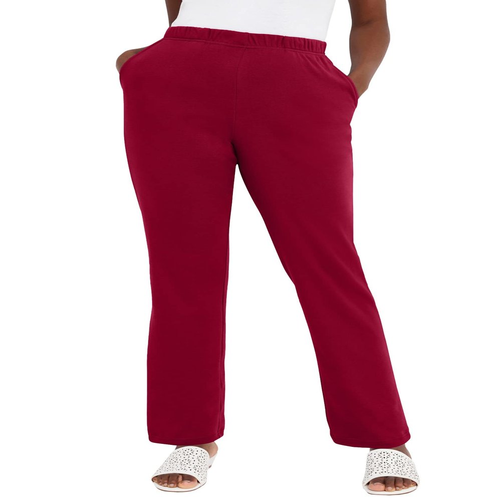 Jessica London Women's Plus Size Soft Ease Straight Leg Pant - 26/28, Rich Burgundy