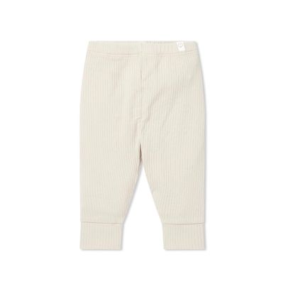 Mori Baby Unisex Premium Leggings in Ribbed Ecru - Casual Stretchy Pants with Stylish Cuffs and Elastic Waist - Viscose from Bamboo and Cotton Blend - 18-24 Months