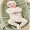Mori Baby Unisex Premium Leggings in Ribbed Ecru - Casual Stretchy Pants with Stylish Cuffs and Elastic Waist - Viscose from Bamboo and Cotton Blend - 18-24 Months view 3