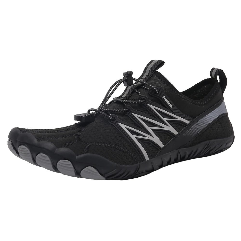 JiuQing Water Shoes Men Women Barefoot Beach Shoes Breathable Quick Dry Surf Swim Pool Aqua Sport Shoes,Black,5