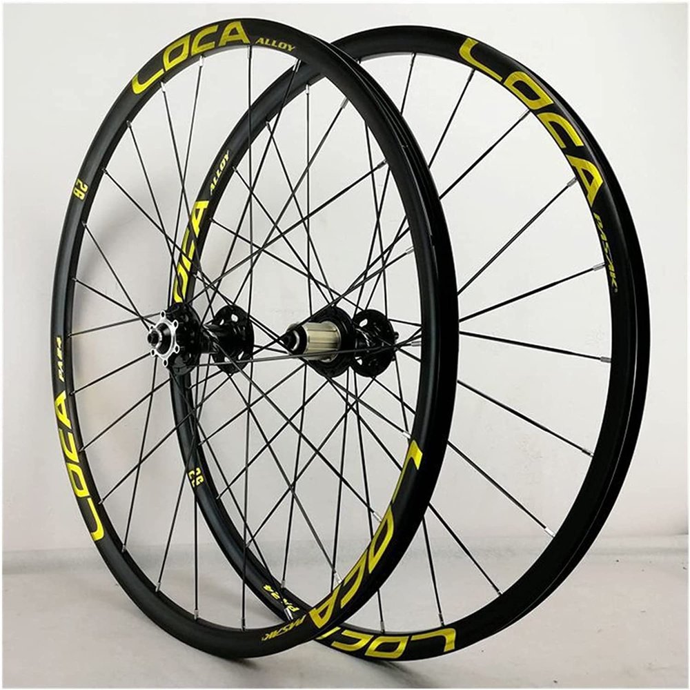 ZECHAO 26" 27.5" 29" Mountain Bike Wheelset,Quick Release Disc Brake Flat Spokes Bike Wheel Aluminum Alloy fit 8 9 10 11 12 Speed Cassette Wheelset (Color : Yellow-1, Size : 29INCH)