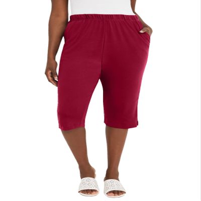 Jessica London Women's Plus Size Soft Ease Capri - 34/36, Rich Burgundy