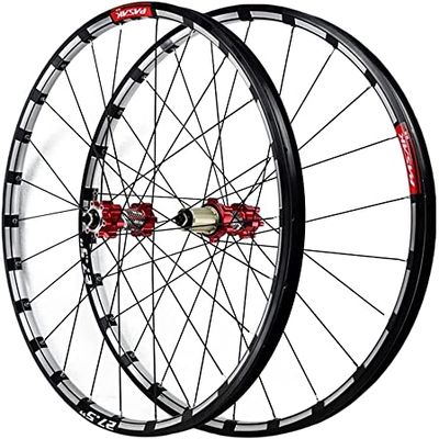ZECHAO 26/27.5 Inch Mountain Bike Wheels,Thru Axle/Quick Release Disc Brake Freewheel Rim 7 8 9 10 11 12 Speed Cassette Sealed Bearings Wheelset (Color : Red-QR, Size : 27.5INCH)