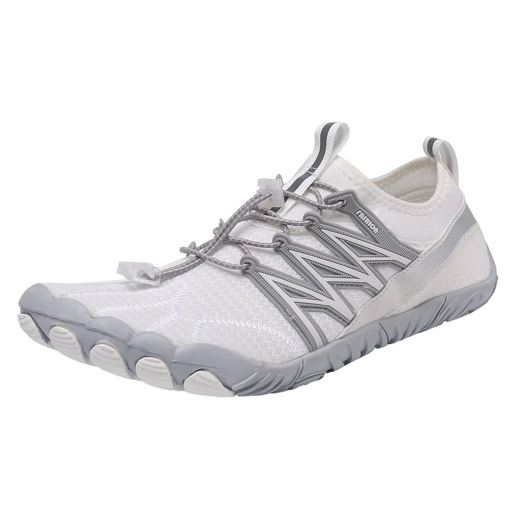 JiuQing Water Shoes Men Women Barefoot Beach Shoes Breathable Quick Dry Surf Swim Pool Aqua Sport Shoes,White,7